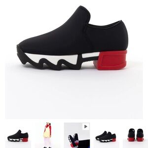 WES 1 Black and Red Slip-On Sneakers